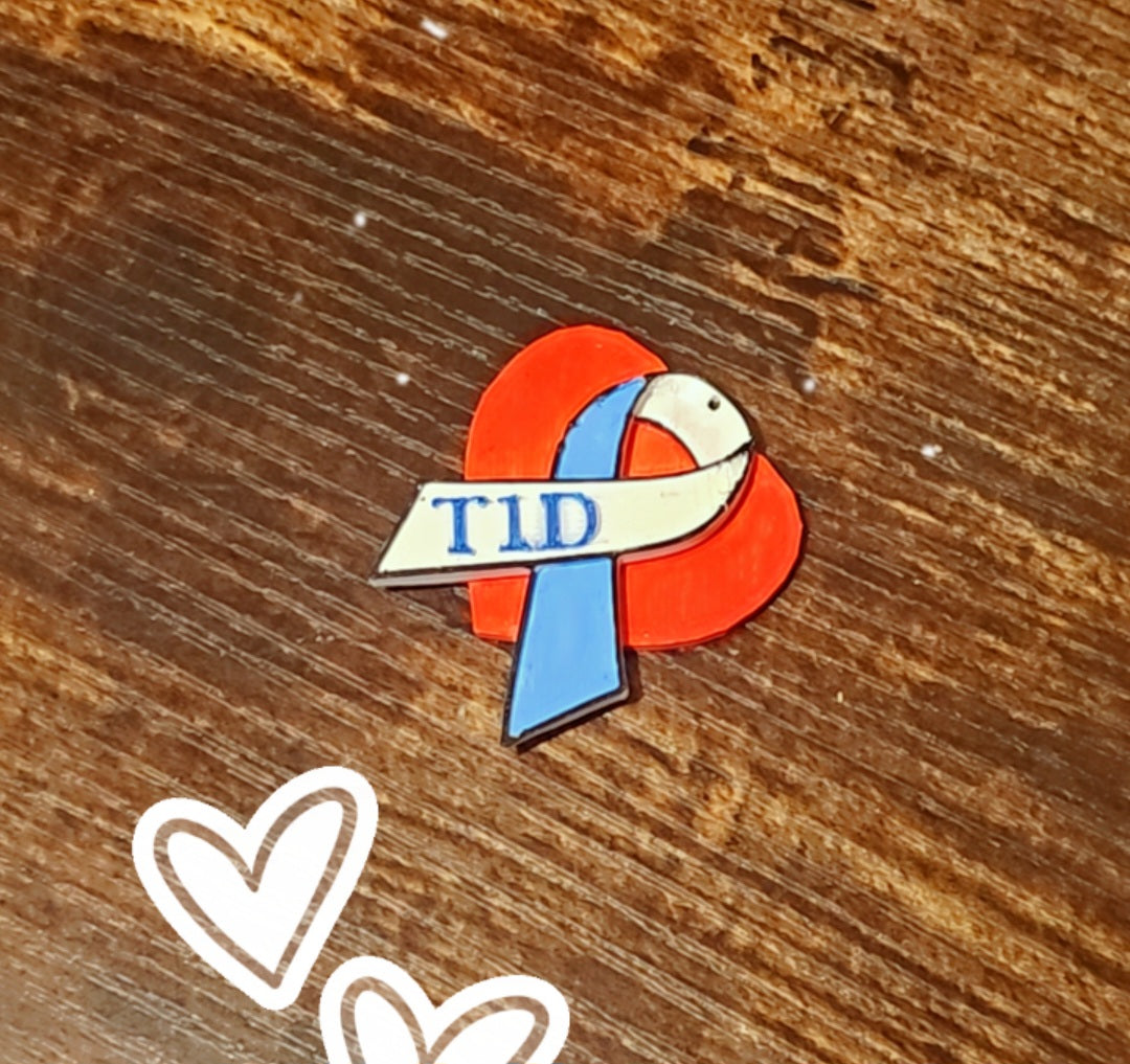 T1D Heart Ribbon Keychain