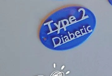 Type 2 Diabetes Alert Keychain / Back Bling